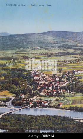 Une vue de Rann sur la Save dans une vieille carte postale Banque D'Images