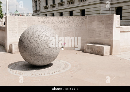 L'attentat de Bali monument par le Churchill War Rooms sur Horse Guard Lane par Saint James Park. Banque D'Images