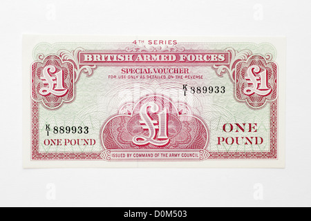 Les Forces armées britanniques monnaie jeton argent billets émis pour une utilisation uniquement dans des magasins et d'autres services Naafi. Banque D'Images