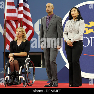 Esther Vergeer, James Blake et Dori Samadzai Bonner 2010 US Open Soirée d'Ouverture Cérémonie à l'USTA Billie Jean King National Banque D'Images