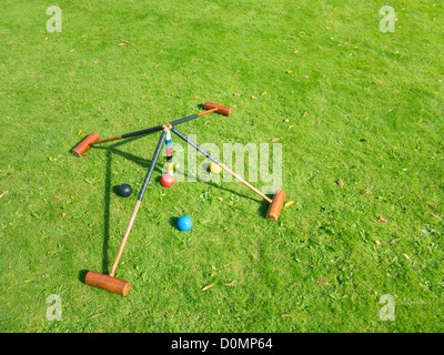 Le set de croquet lawn, UK Banque D'Images