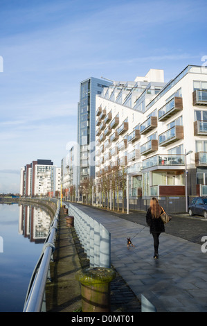 Appartement moderne de bâtiments sur le fleuve Clyde au port de Glasgow Glasgow Scotland UK en développement Banque D'Images