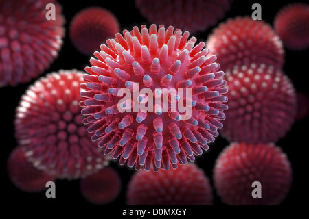 Des grappes de H1N1 Particules de virus. Banque D'Images