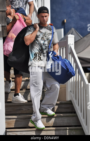 Mike 'La situation' Sorrentino Le cast de Jersey Shore vu appréciant les manèges et attractions sur le Seaside Heights Banque D'Images