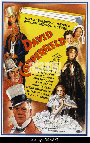 DAVID COPPERFIELD Affiche pour 1935 MGM version de Dicken's roman avec W.C. Champs, Maureen O'Sullivan et Lionel Barrymore Banque D'Images