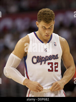 Le 29 novembre 2012 - Los Angeles, Californie, USA - Los Angeles Clippers Blake Griffin au cours au cours de la seconde moitié du match contre les Minnesota Timberwolves au Staples Center de Los Angeles, Californie Le mercredi 28 novembre, 2012.Los Angeles Clippers a gagné le match 101 à 95 (Crédit Image : © Armando Arorizo ZUMAPRESS.com)/Prensa Internacional/ Banque D'Images