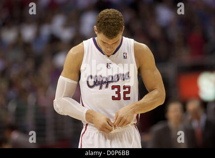 Le 29 novembre 2012 - Los Angeles, Californie, USA - Los Angeles Clippers Blake Griffin au cours au cours de la seconde moitié du match contre les Minnesota Timberwolves au Staples Center de Los Angeles, Californie Le mercredi 28 novembre, 2012.Los Angeles Clippers a gagné le match 101 à 95 (Crédit Image : © Armando Arorizo ZUMAPRESS.com)/Prensa Internacional/ Banque D'Images