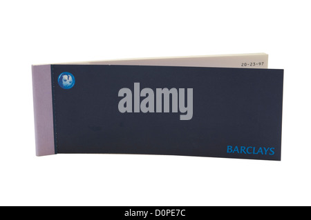 La banque Barclays carnet de chèques sur un fond blanc. Banque D'Images