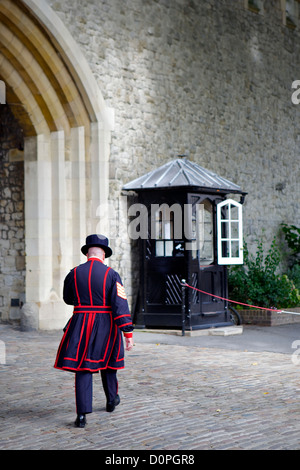 Le Beefeater à la Tour de Londres, Londres, Angleterre, Royaume-Uni, Europe Banque D'Images