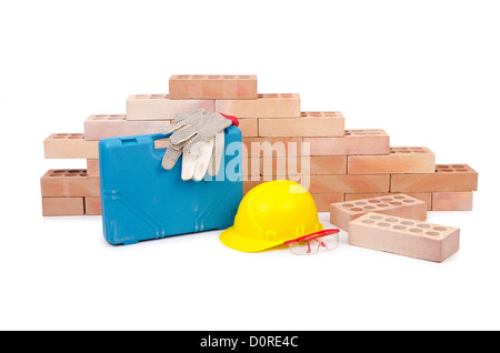 Concept de construction avec casque et toolkit Banque D'Images