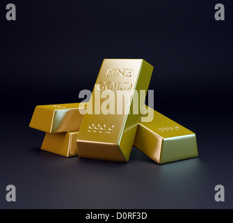 Trois barres d'or - l'or Banque D'Images