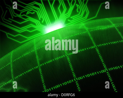 Globe binaire lever du soleil Banque D'Images