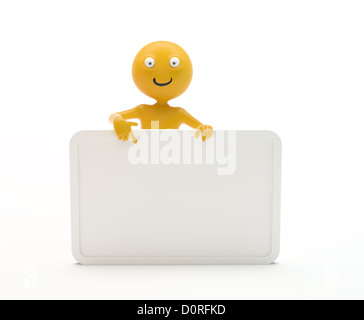 Smiley avec un panneau Banque D'Images