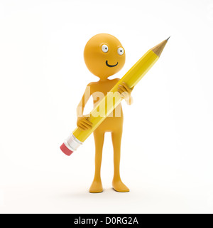 Tenir un crayon Smiley Banque D'Images