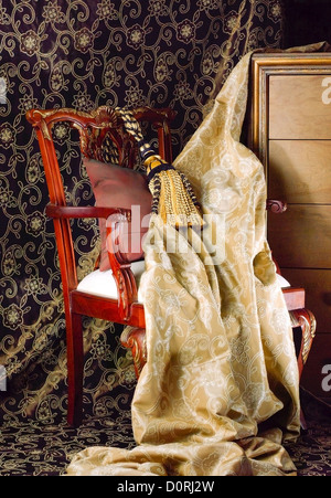 Large écran de tissu et gland sur le tissu historique Banque D'Images