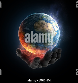 Une illustration de la Terre en feu Banque D'Images