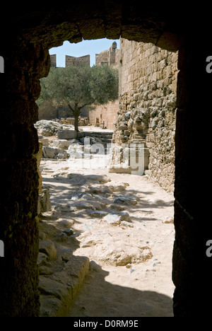 Ancienne Acropole de Lindos rhodes Dodécanèse Grèce Banque D'Images