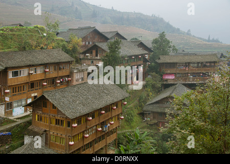 Chine Guangxi Longji, Ping An village Banque D'Images