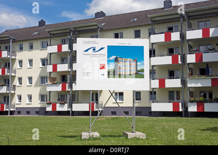 Le logement social en rénovation, Leverkusen, Allemagne Rheindorf. Banque D'Images