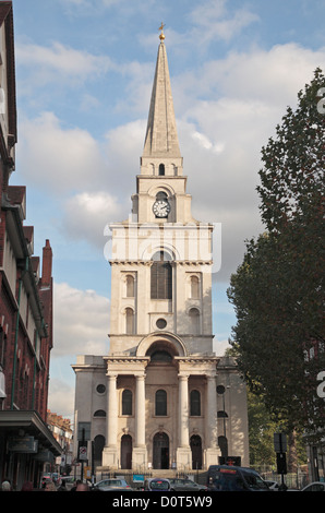 Avis de Christ Church Spitalfields de Brushfield Street dans la ville de London, E1, au Royaume-Uni. Banque D'Images