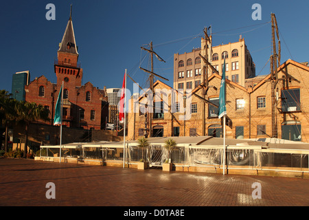 La Roche, Sydney, point d'intérêt, vue, joliment, soleil, lever, ciel bleu, mettez en surbrillance, port, port, l'architecture, de l'Australie Banque D'Images