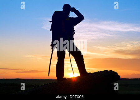 Silhouette climber Banque D'Images