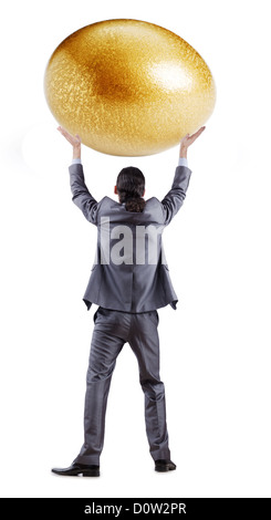 L'homme et aux oeufs d'isolated on white Banque D'Images