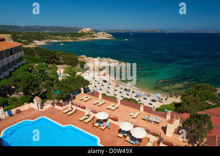 L'Italie, Sardaigne, Sardaigne, Europe, European, island, île, îles, îles, Mer Méditerranée, jour, Grand Hotel Smeraldo Beach, P Banque D'Images