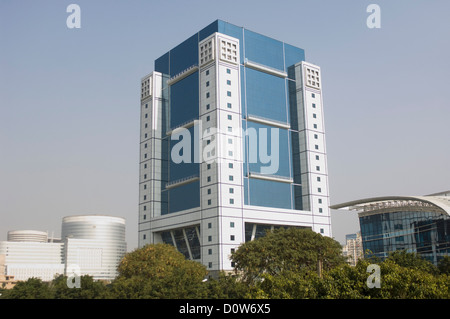 Façade d'un immeuble de bureaux, Gurgaon, Haryana, Inde Banque D'Images