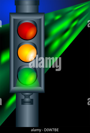 Feux de circulation sur route de nuit Banque D'Images