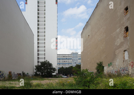 Berlin, Allemagne, terrain vacant entre Schuetzenstrasse et Krause à Berlin-Mitte Banque D'Images
