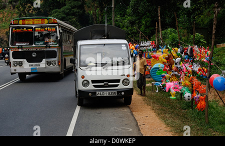 Jouets gonflables vendus par la route, Kandy, Sri Lanka. Banque D'Images
