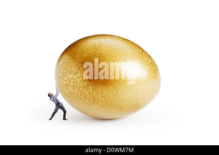 L'homme et aux oeufs d'isolated on white Banque D'Images