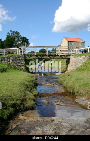 Beck et village green Hutton le Hole North Yorkshire Angleterre UK Banque D'Images