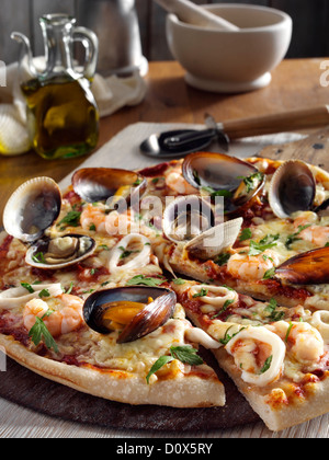 Pizza fruits de mer Banque D'Images