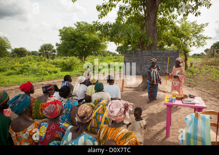 Les femmes apprennent à lire et à écrire dans un cours pour adultes dans la région de Doba, au Tchad, en Afrique. Banque D'Images