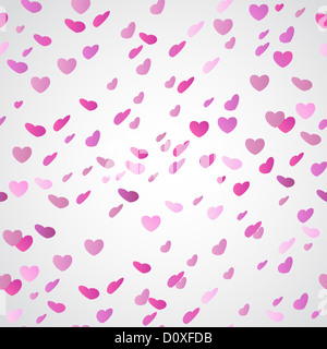 Flying hearts rose sur fond blanc. Modèle de vecteur Banque D'Images