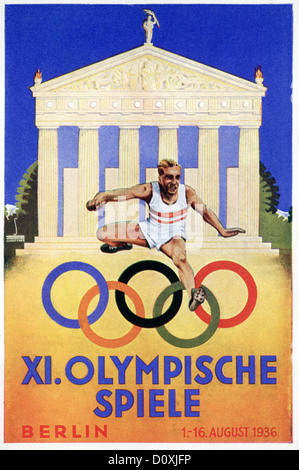 Jeux Olympiques d'été de 1936, Jeux, Jeux Olympiques, XI, race aryenne, l'Allemagne, Troisième Reich, carte postale, l'Allemagne, 1936, Grec, temple Banque D'Images