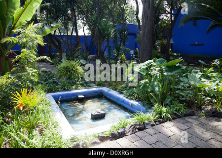 Musée Frida Kahlo jardins avec coin à Coyoacan à Mexico DF Banque D'Images