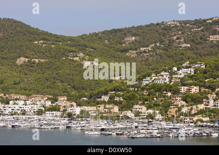 Andratx, vue, Bay, de baies, de l'Europe, port, port, littoral, côtes, paysages, Majorque, mer, Mer Méditerranée, l'océan, l'Espagne, l'aperçu Banque D'Images