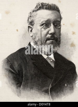 Cristino Martos y Balbi( 1830 -1893). Homme politique espagnol et avocat, membre du Parti démocratique radical. La gravure. Banque D'Images