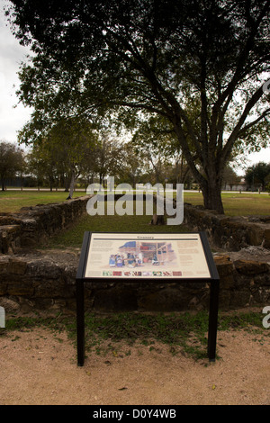 Fondations pour le grenier à Mission de la Espada à San Antonio, Texas, USA Banque D'Images