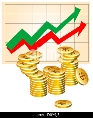 Business graph avec coins Banque D'Images