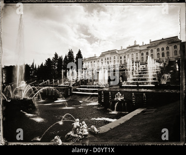 La Grande Cascade Fontaine à Peterhof, la Russie. Banque D'Images