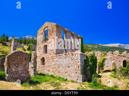 Ruines de la vieille ville de Mystras, Grèce Banque D'Images