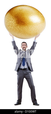 L'homme et aux oeufs d'isolated on white Banque D'Images