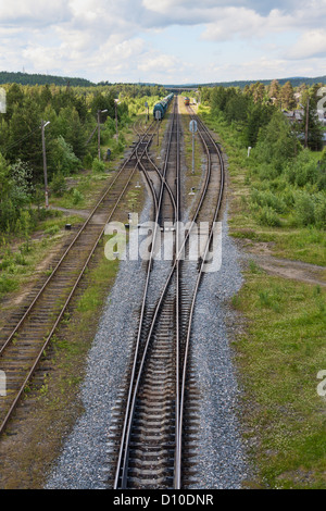 Des voies de chemin de fer, l'isolement et de trains sur la route dans le contexte de la nature Banque D'Images