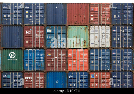 Duisburg, Allemagne, conteneur pile dans le port à conteneurs, Duisburg Trimodal Terminal, D3T Banque D'Images