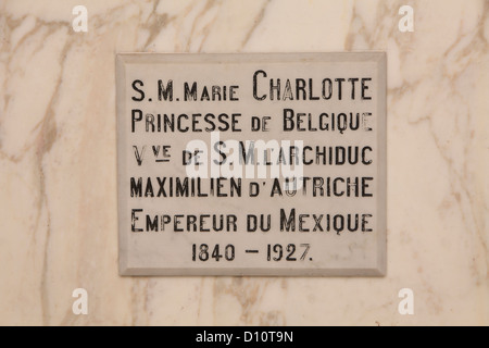 Tombe de Carlota du Mexique (née Princesse Charlotte de Belgique) à la Crypte royale de Laeken (Belgique) Banque D'Images