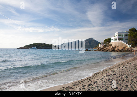 La plage de Sant Elm et de l'île Sa Dragonera, Mallorca, Espagne Banque D'Images